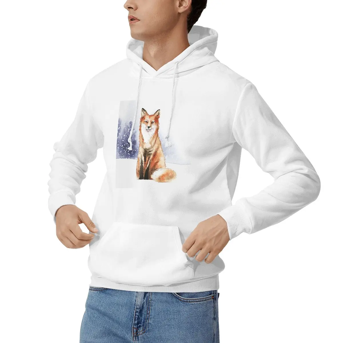 Red Fox In The Snow Forest Hoodies Men's Women Casual Pullover Sweatshirts Hip Hop Long Sleeve Clothing Autumn Winter