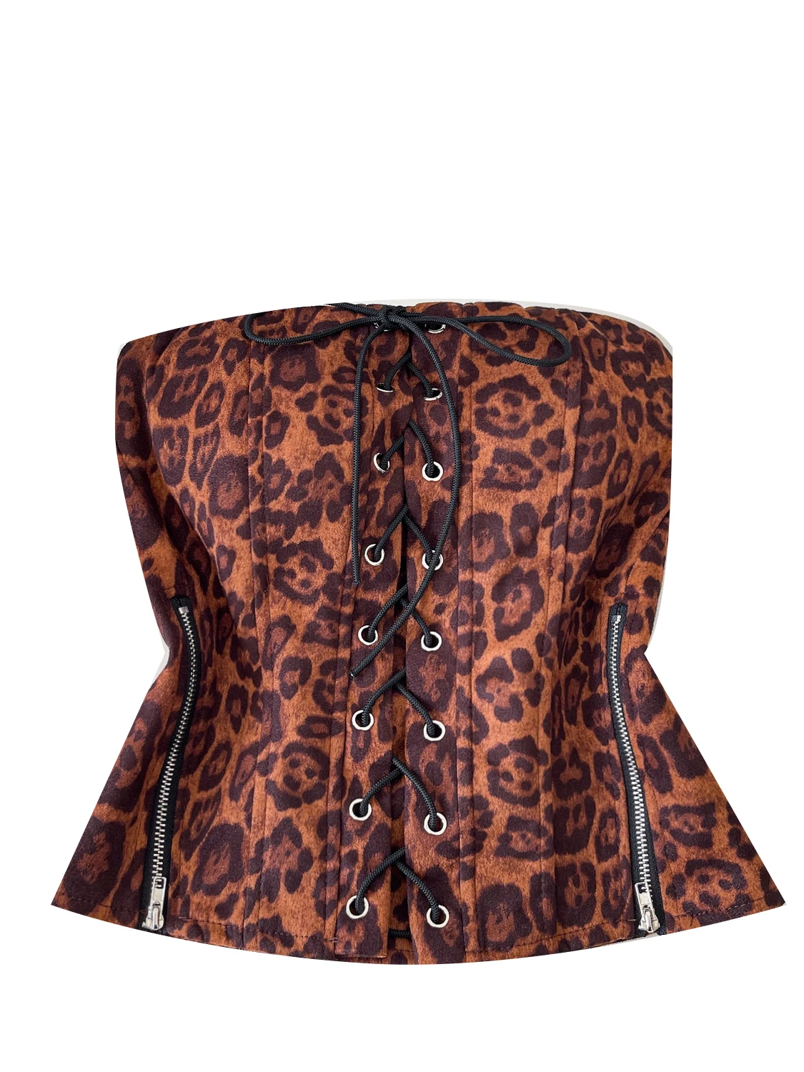 Top corto sexy con stampa leopardata Gilet da donna slim fit con cerniera Design alla moda Bal Summer Faion College Girls
