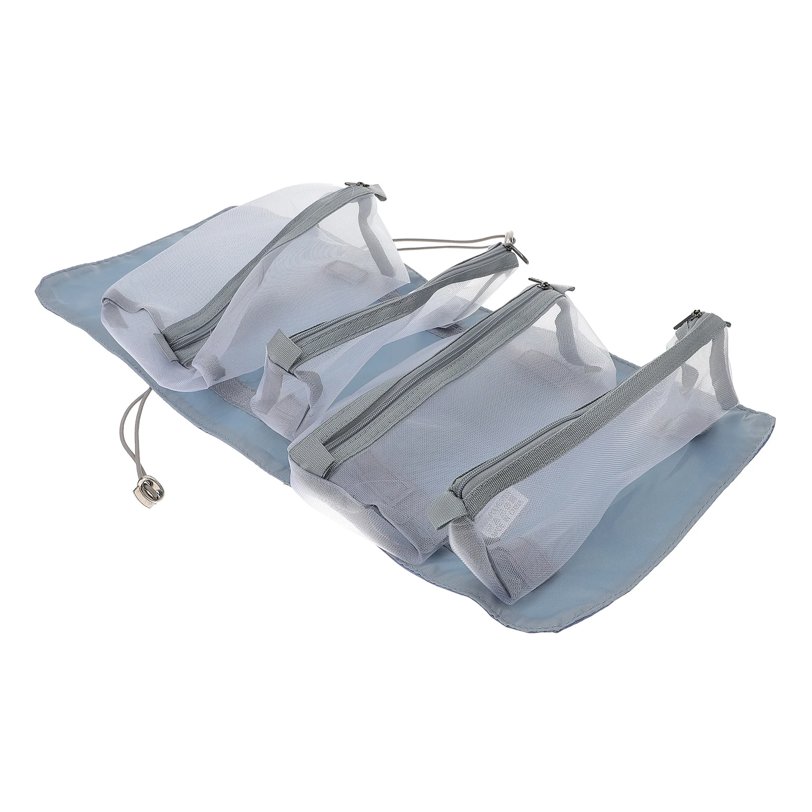 

PU Detachable Roll-Up Bag Multi Compartment Hanging Storage Makeup Organizer Toiletry Bag Bathroom Tools