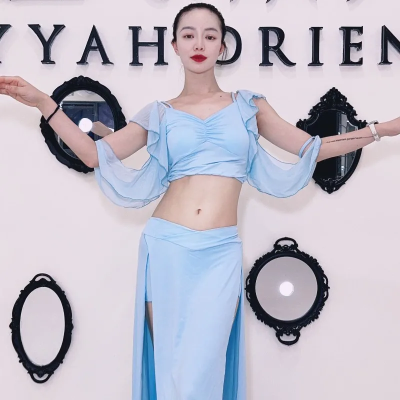 Jupe Top Ans personnalisée, 2 pièces, Costume de danse du ventre, Style féerique, sélection de sangles, robe d'entraînement, robe de classe pour débutant