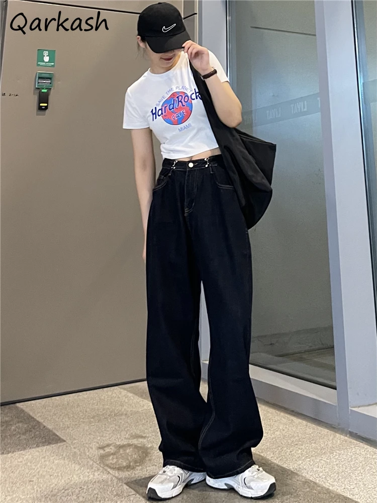 

Loose Jeans Women Wide Leg Adjustable Low Waist Vintage All-match Korean Style Streetwear Retro Y2k Pantalones De Mujer Fashion