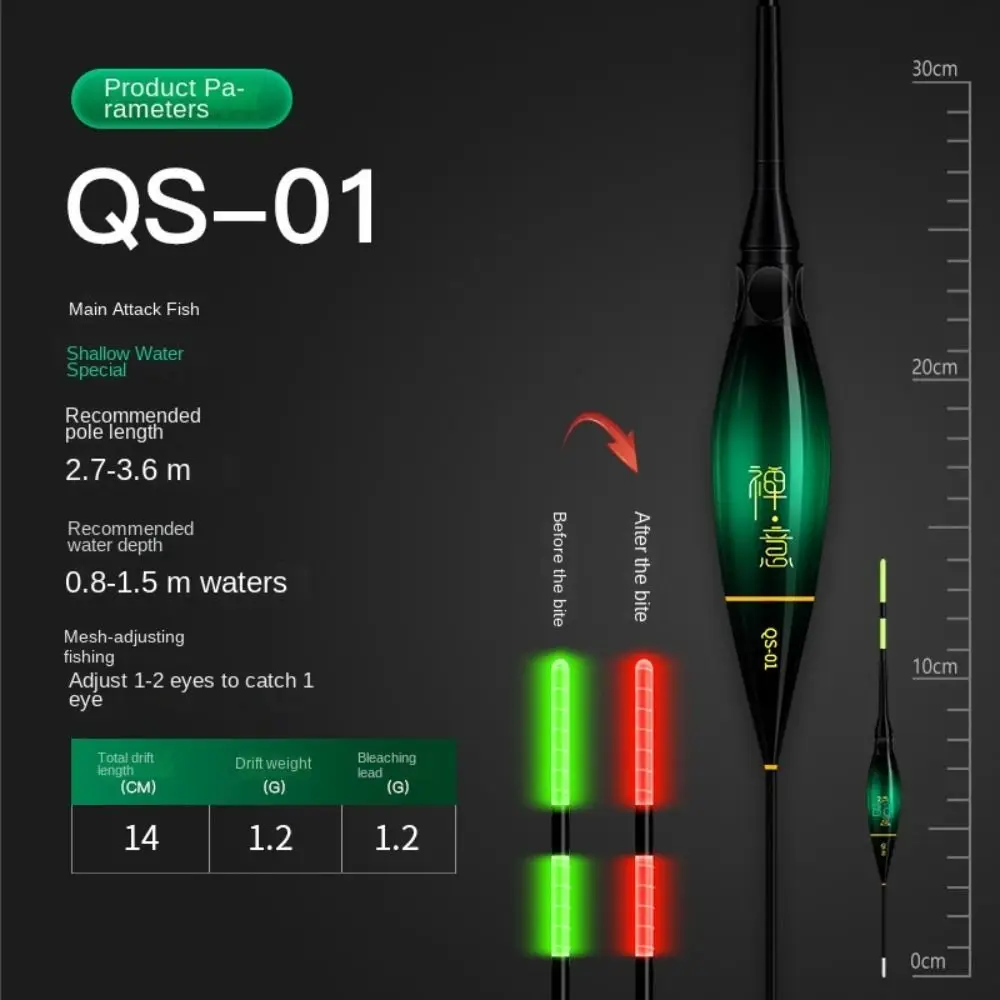 2024 Indicator Fishing Lure Buoy Strike 3 light Floats Slip Drift Tube Bite Hook Color Change Bite Alarm Long Tail