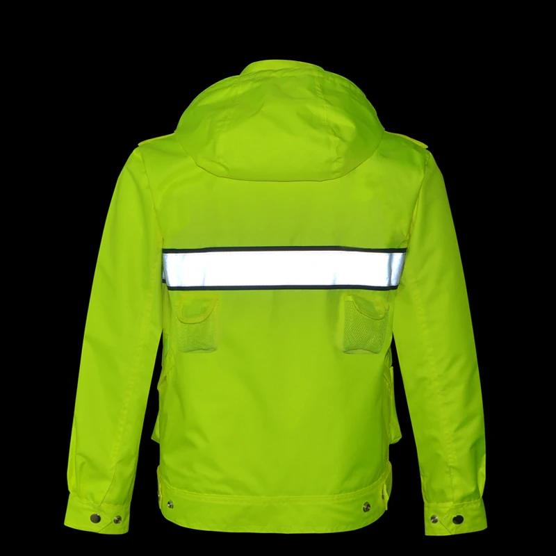 Hi Vis Workwear Safety Jacket Reflective Jacket Raincoat Men Waterproof Outwear Men Multi Pockets Jacket Working Uniform