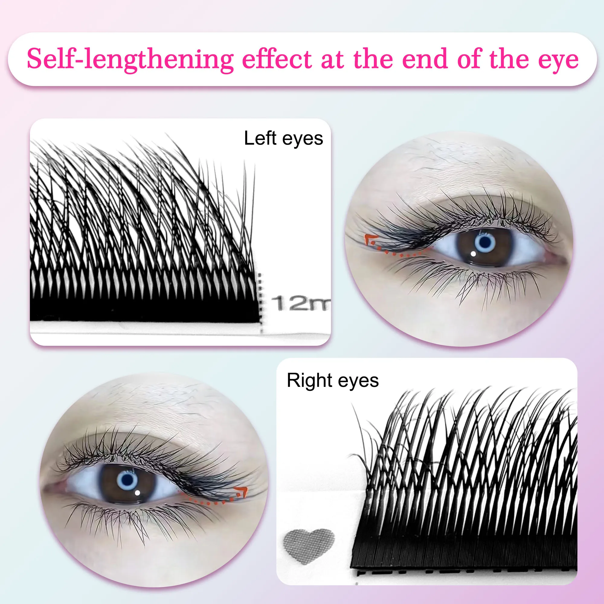 CoMango Fox 5D YY Shaped Eye Lashes Extension Matte Black Fox Eye Style Lashes Premium Premade Volume Soft Fans Lashes Makeup