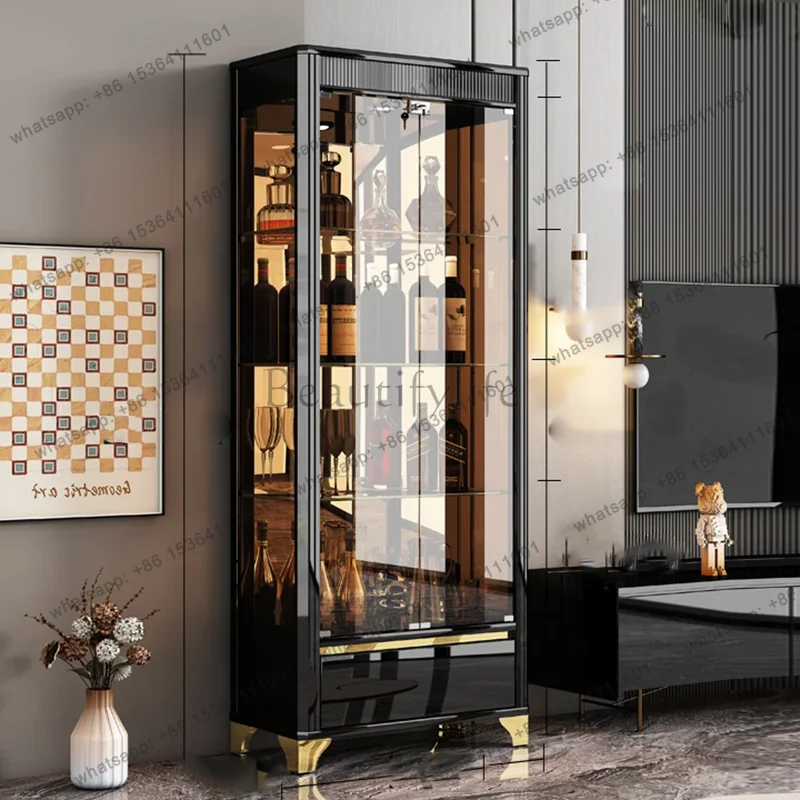 YJ Wine Curio Cabinets Librero Mobile Storage Display Bookcase Organizer Living Room Cabinets Luxury Gabinete Trendy Furniture