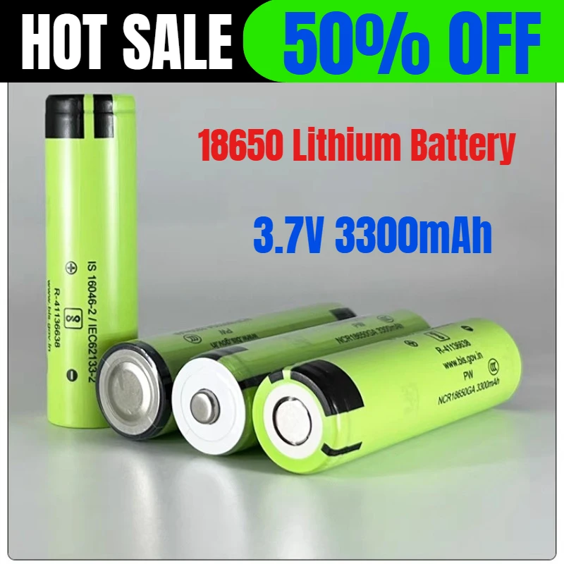 

3.7V 3300mAh 18650 Lithium Battery Power Cell Large Capacity Rechargeable Cell