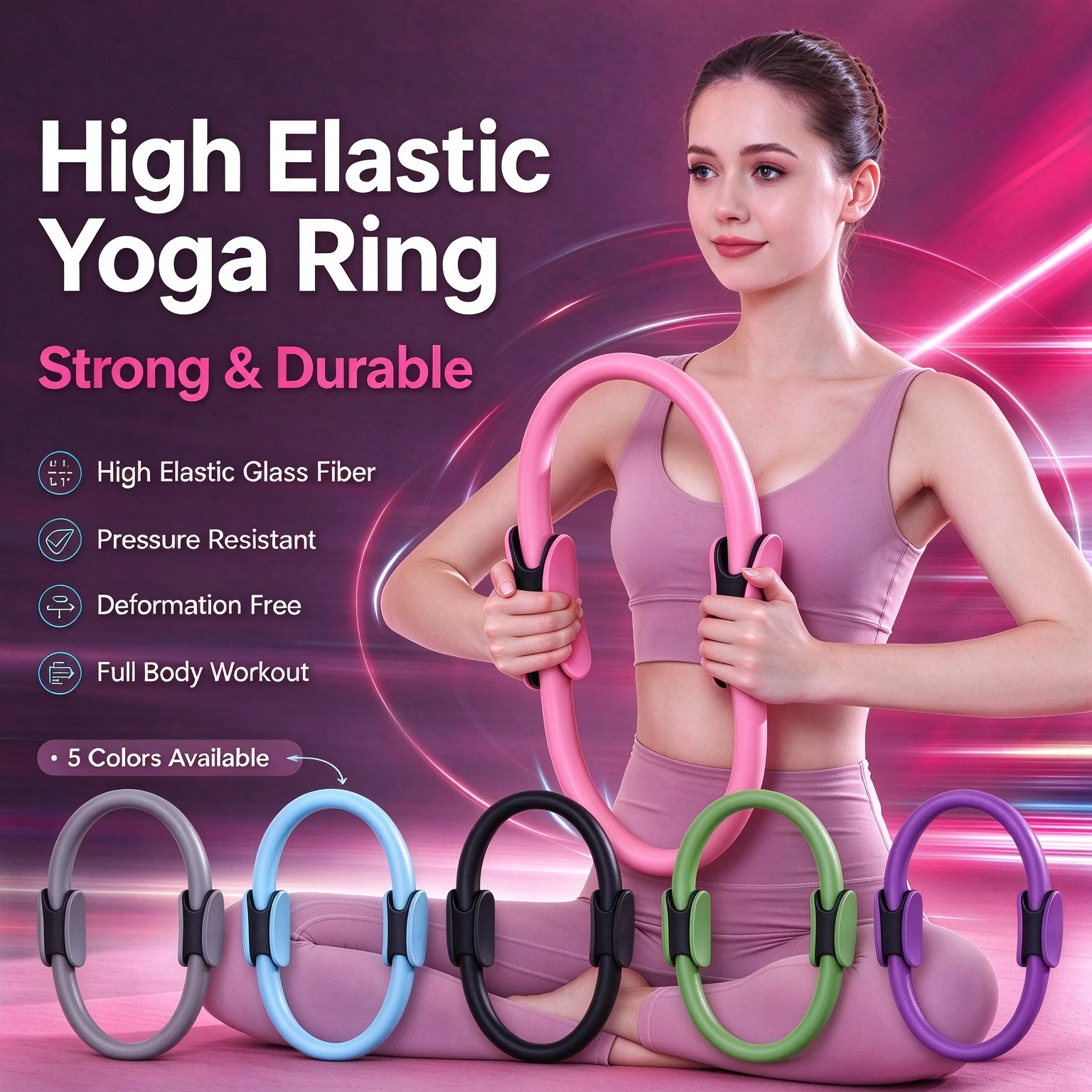 Pilates Ring Magic Circle Yoga Fitness Ring Non Slip Grip Yoga Supplies for Home Workout Body Toning