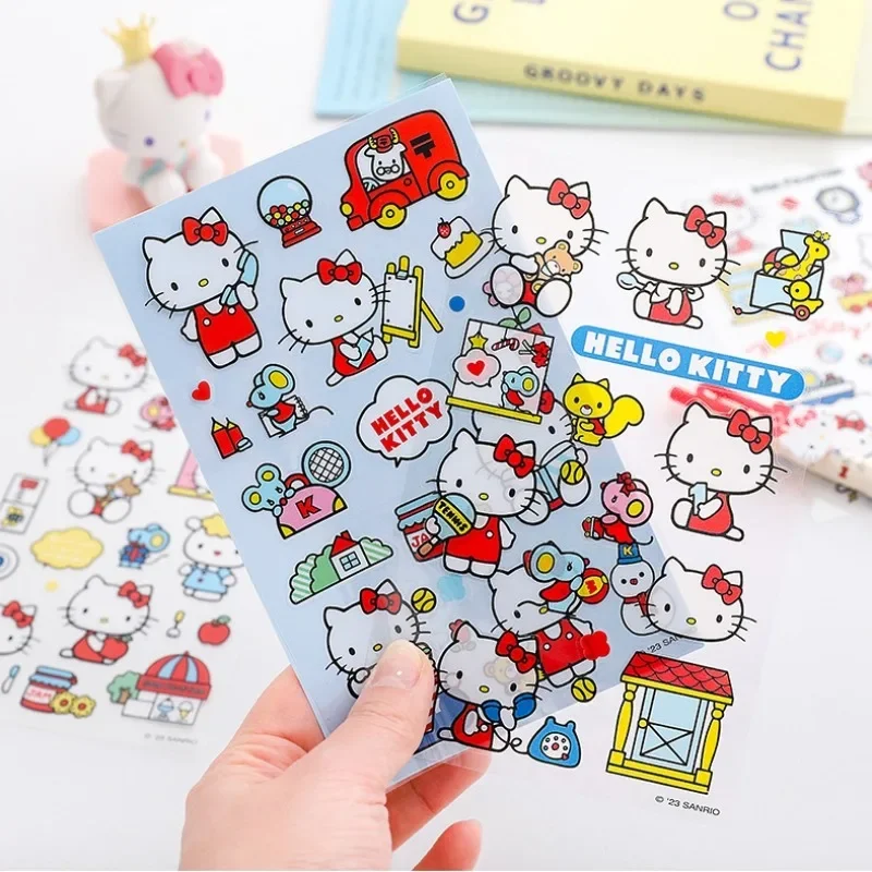 Sanrios Hello Kitty PET Stickers Kuromi My Melody Cinnamoroll Hangyodon Diy Transparent Sticker Handbook Phone Case Decal Toys