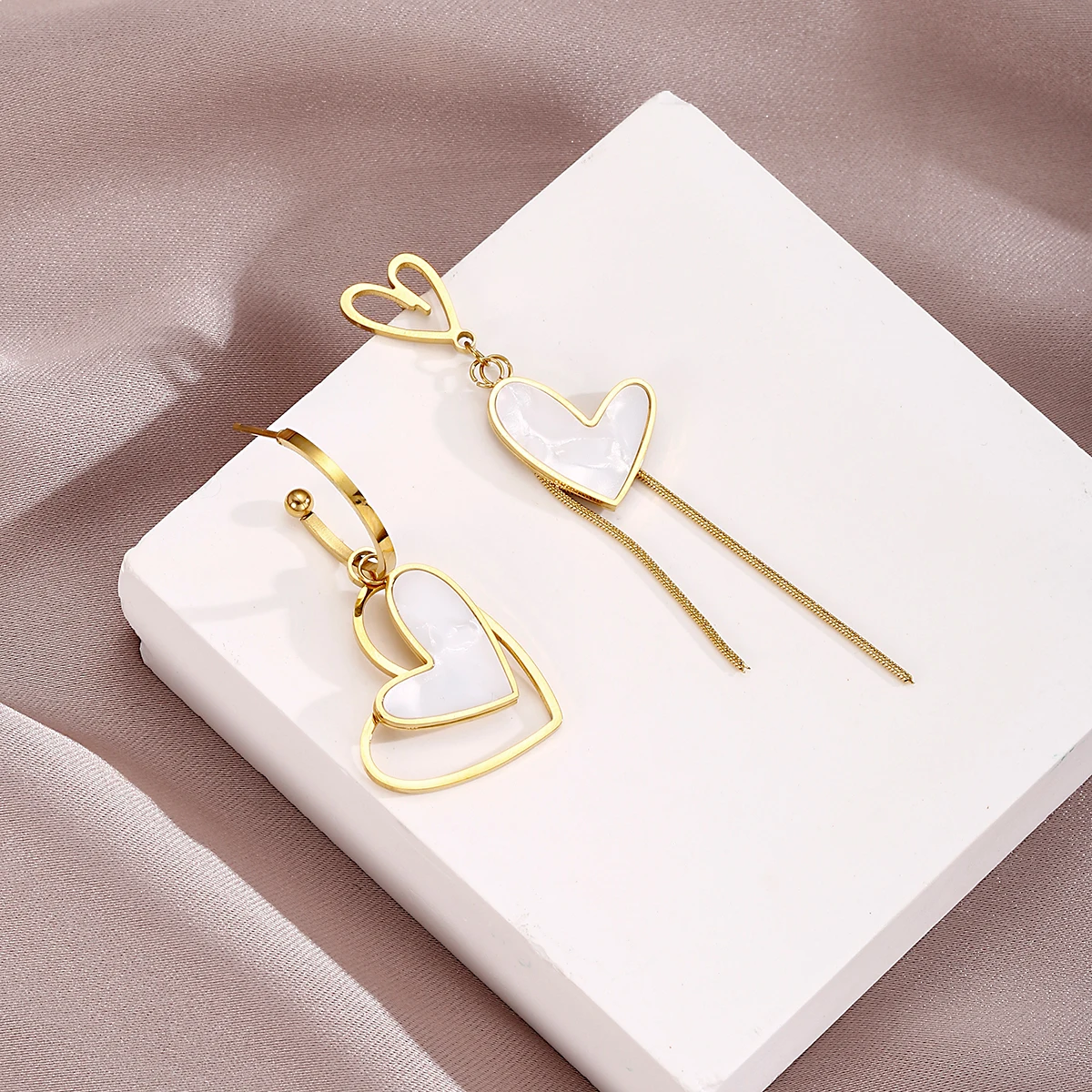 XINYIXIN-pendientes largos de acero inoxidable 316L para mujer, aretes colgantes con forma de corazón, joyería para niñas, regalos de cumpleaños y