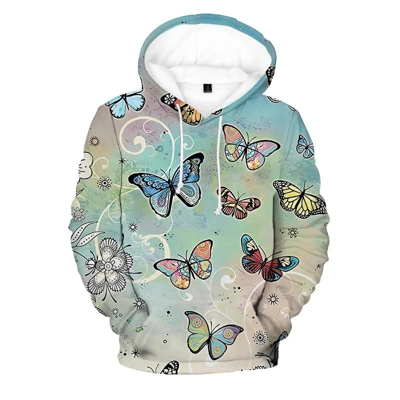 

Men's Temperament Khaki Hoodie Vintage Butterfly 3D Printed Long Sleeve Top Hip Hop Casual Sweater Daily Loose Comfortable Hoode