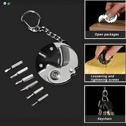 Outdoor Multifunctional Mini Pocket Knives Screwdriver Keychain Tools Coin Round Steel Folding Blade Knife Keyring