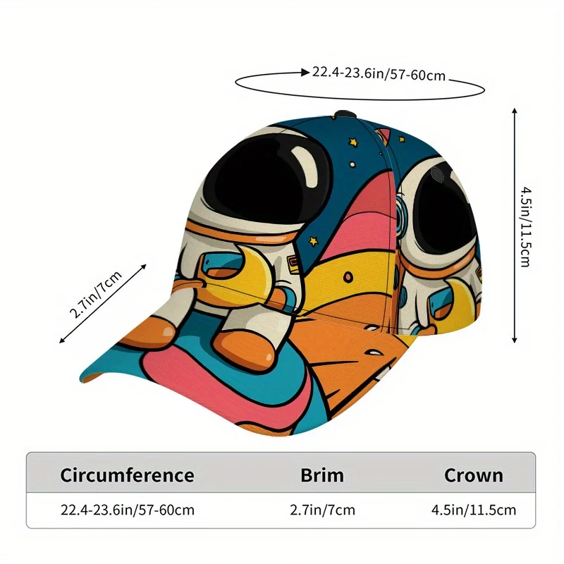 Cosmic Cartoon-Themed Snapback Baseball Cap a Lightweight Adjustable Hat Featuring a Full-Body Design Perfect for Outdoor