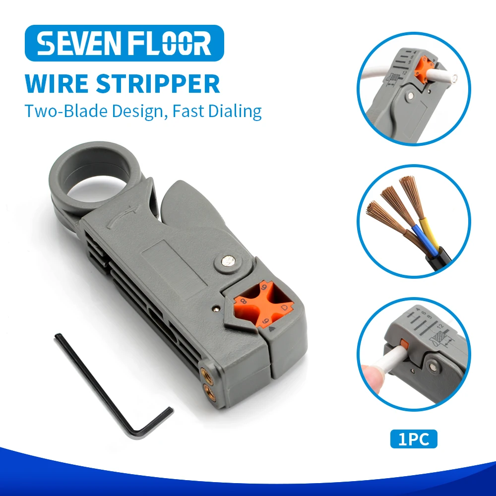 Multifunctional Coaxial Cable Stripper RG6/58/59 Wire Stripper Network Wire Clipper Video Wire Rotary Peeling Network Tool
