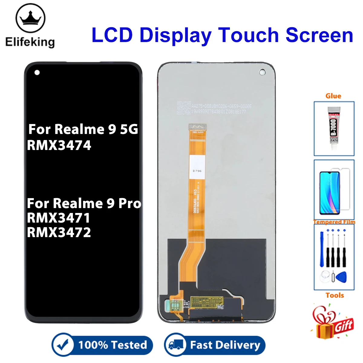 LCD For Oppo Realme 9 5G Display RMX3474 Touch Screen Panel Digitizer Assembly For Realme 9 Pro LCD RMX3471 RMX3472 Replacement