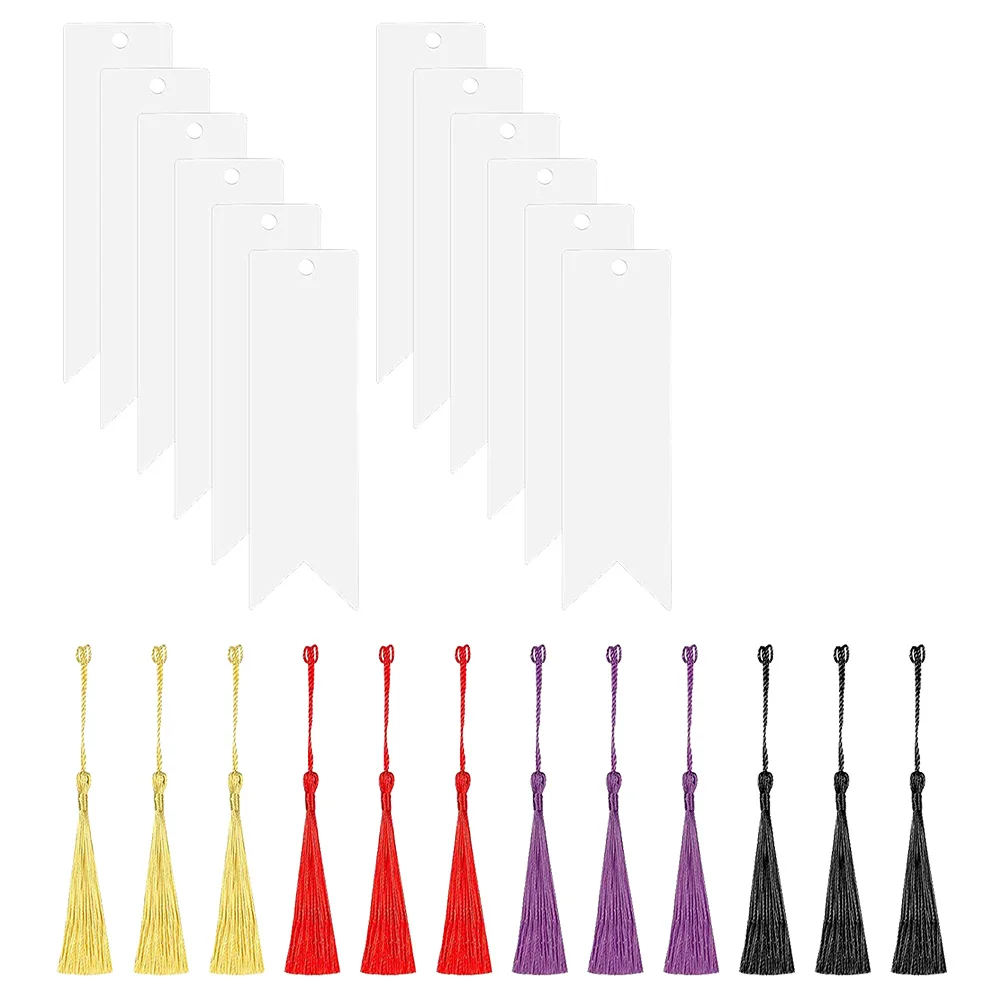 12Sets Bookmarks Gift Acrylic Tassel Page Marker Delicate Student Supply DIY Bookmark Decor for Home Office Library