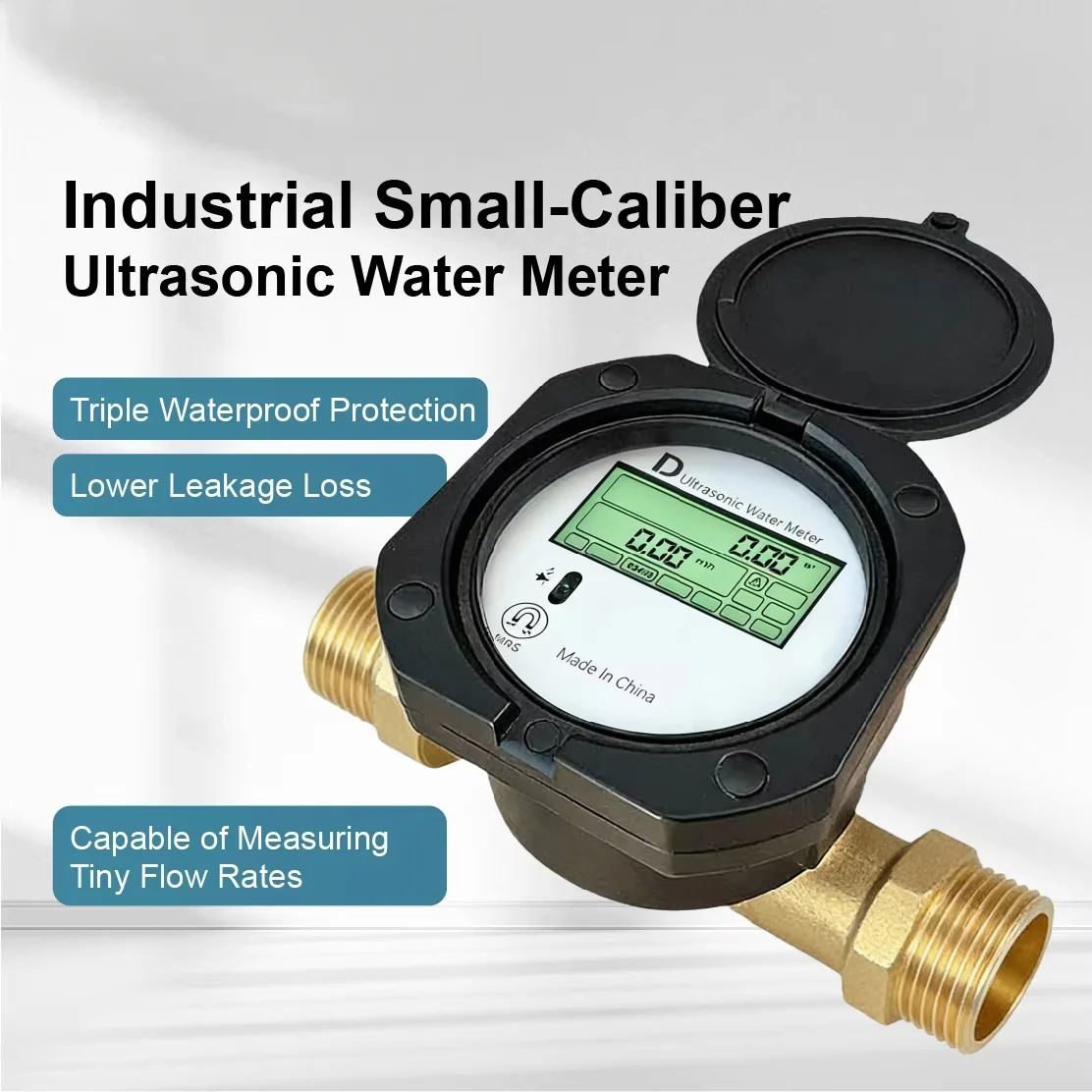 Rs485 Modbus Brass Stainless Steel Meter 0.128-20m3/h Dn15 Ultrasonic Water Flow Meter Digital Flowmeter