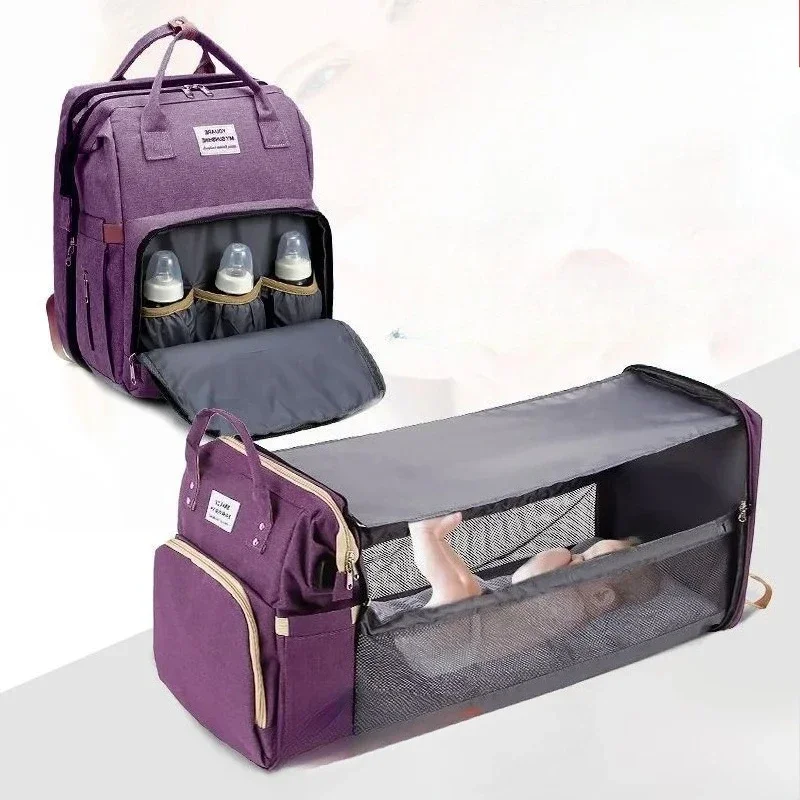 

Large Multifunctional Backpack​​ Diaper Bag Convertible Travel Organized Hands-Free Parenting Ideal On-the-Go Infants Toddlers