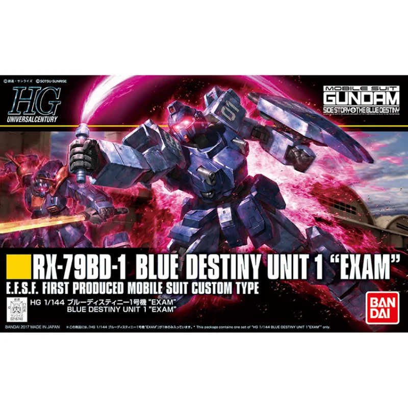 Bandai Original GUNDAM Anime Model HGUC RX-79BD-1 BLUE DESTINY UNIT 1 EXAM Action Figure Toys Collectible Gifts for Children