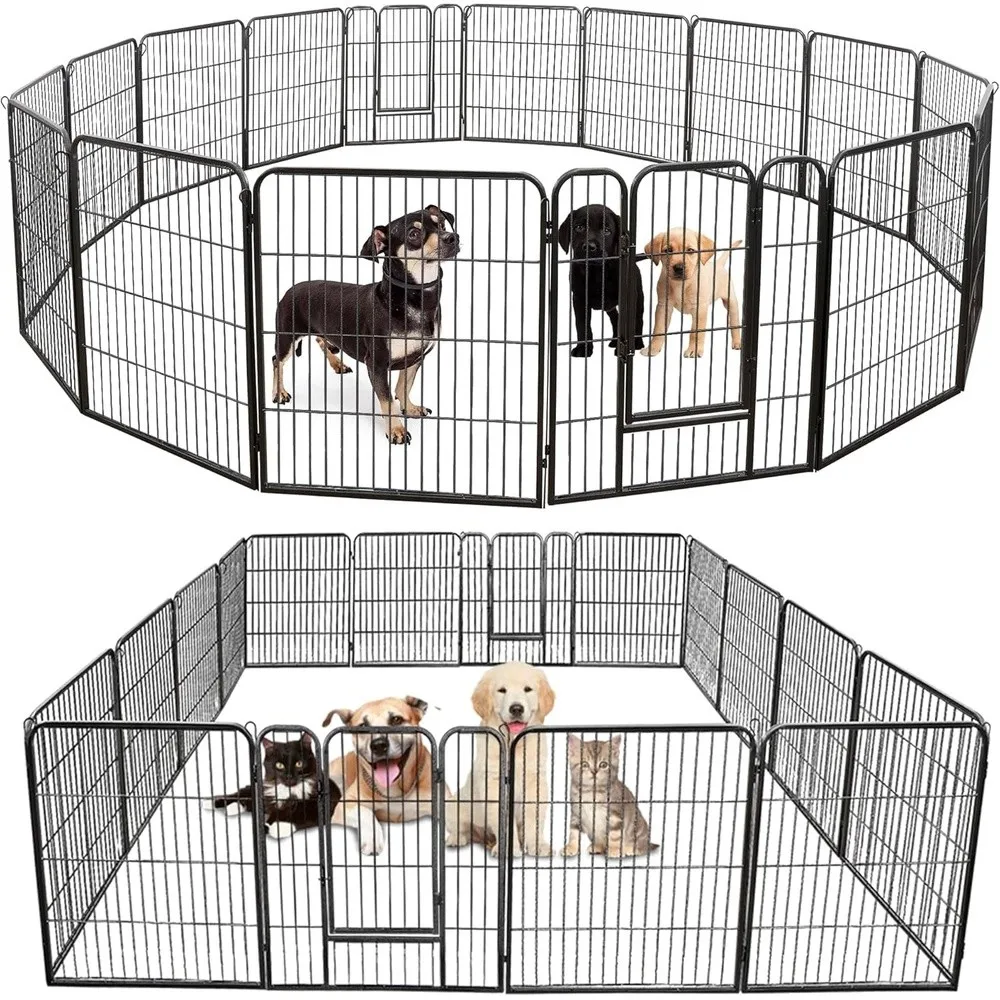 16 Panels 32 in Pet Playpen Heavy Duty Metal Dog Exercise Fence Barrier，Outdoor & Indoor Foldable Pet Exericse Pen