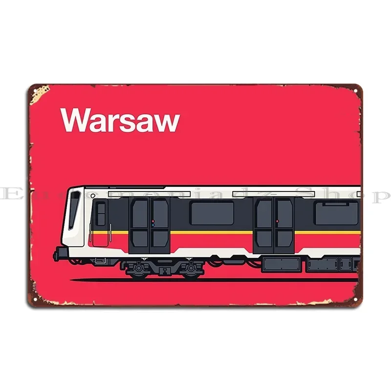 Warsaw World Train Side Poland Metal Plaque Wall Mural Retro Garage Design Club Bar Tin Sign Poster