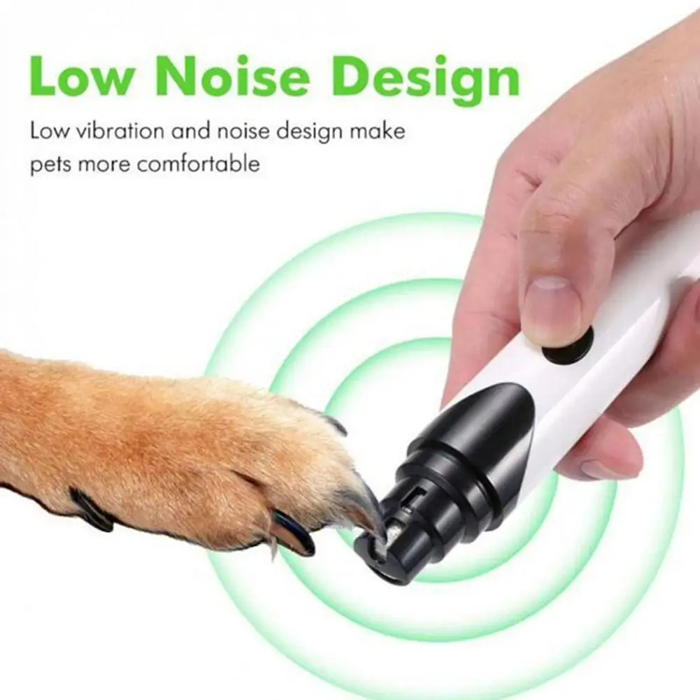 LED Pet Nail Trimmer Safe Grinding Head Electric Nail For Cats And Dogs USB Charging Low Vibration And Noise Pet Groomin