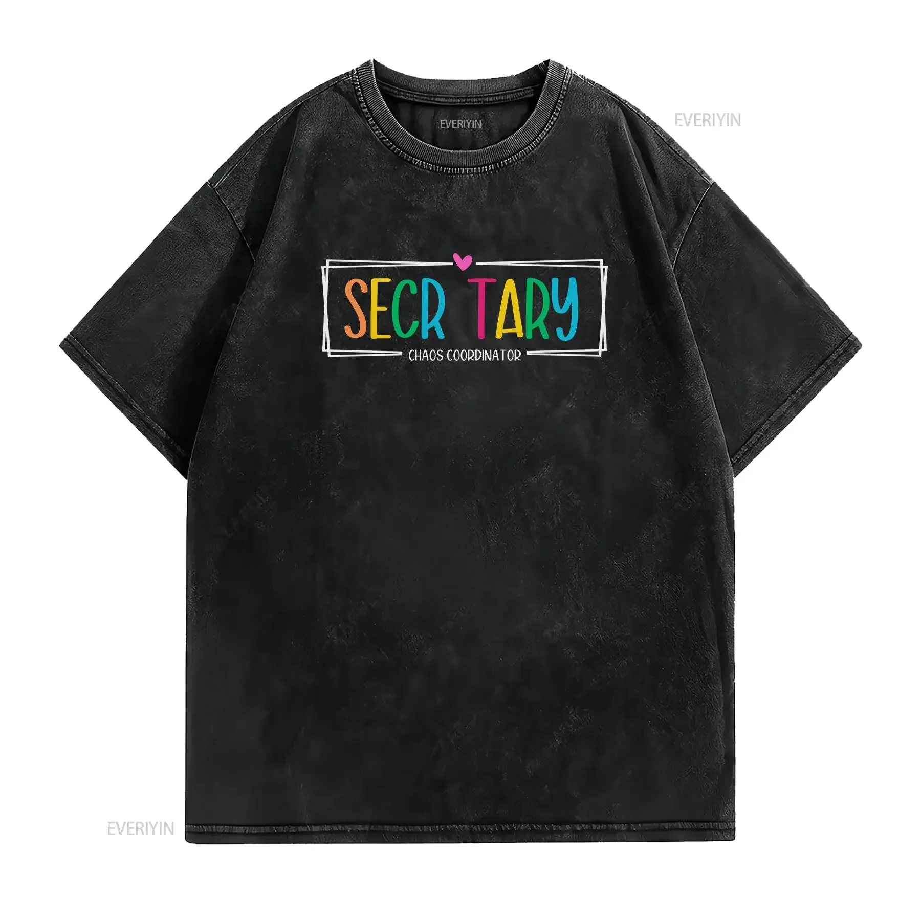School Secretary T Shirt Office Teacher Staff Elementary vintage Washed fashion Top For Everyday Wear Breathable graphic Casual