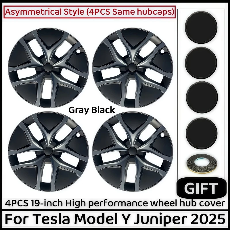 Voor Tesla Model Y Juniper 2025 + 4 Stuks Naafdop Auto Vervanging Wieldop 19 Inch Prestaties Auto Wieldop cover Accessoires - afbeelding 1