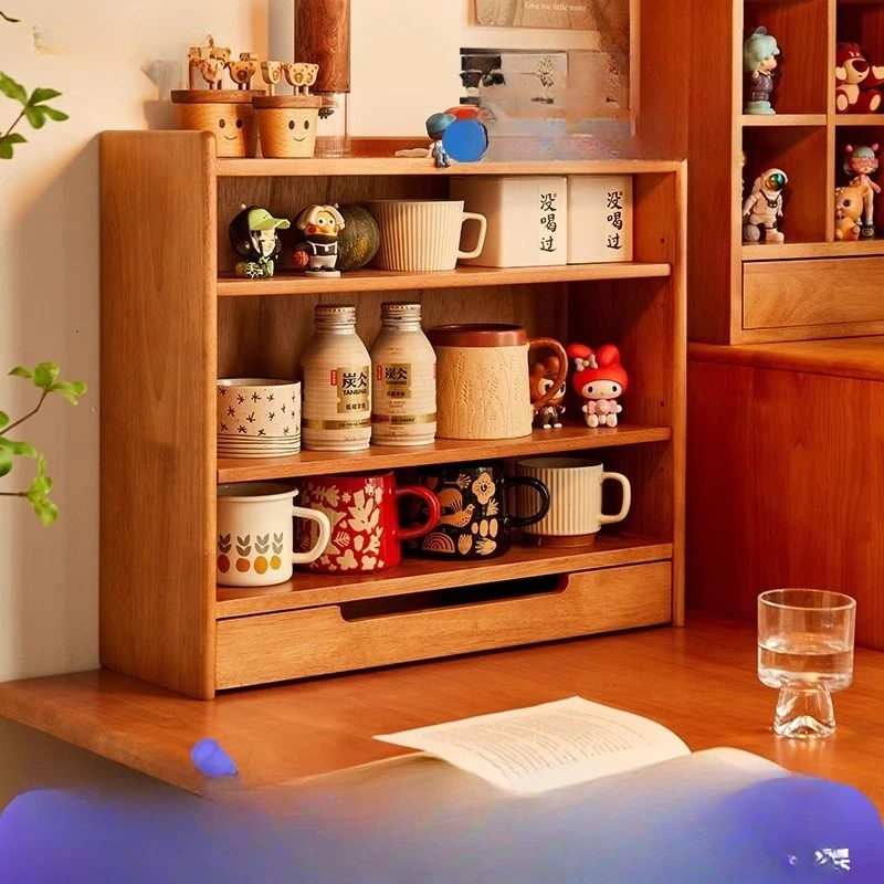 

Solid wood cup holder, table rack, coffee cup storage, display rack, cherry wood color plaid rack, desktop cup rack.