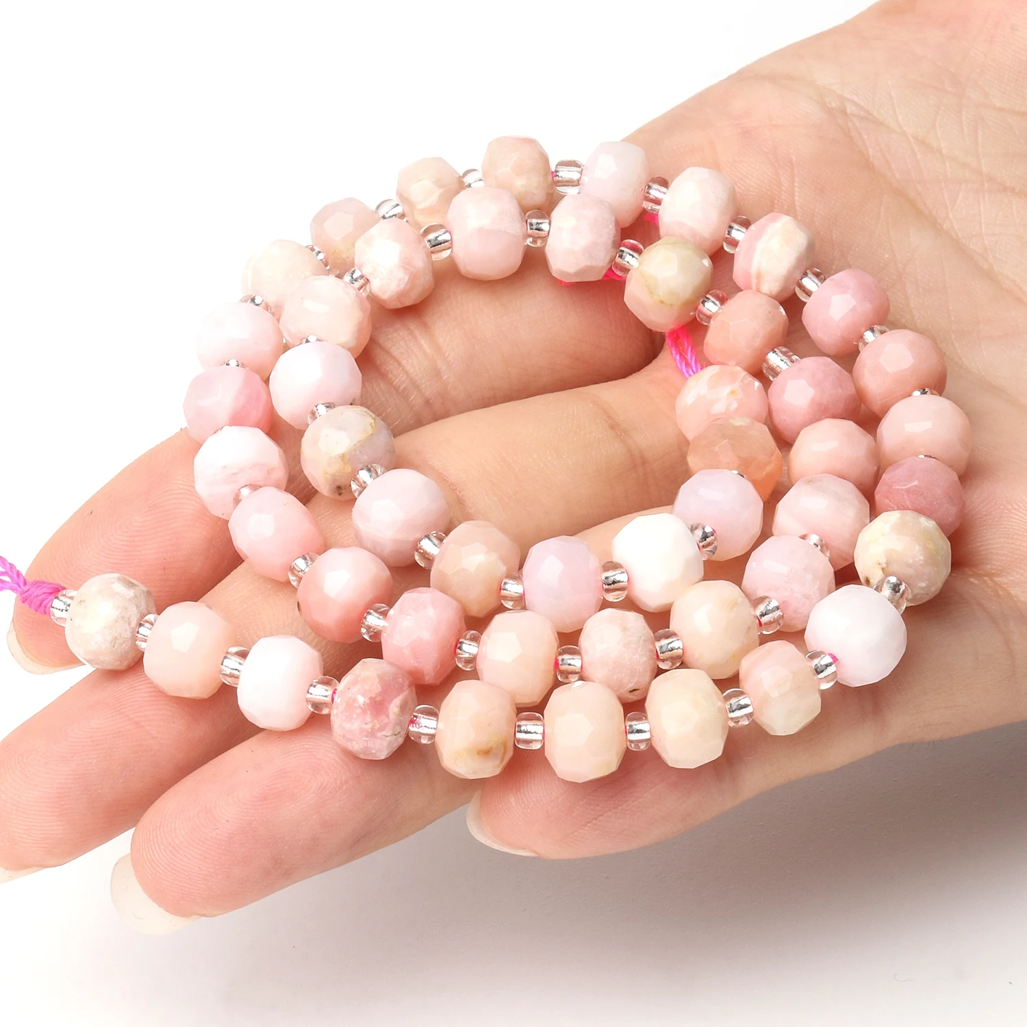 

AAA Faceted Pink Opal 8x6mm Natural Stone Column Loose Spacer Beads for Jewelry Making DIY Charms Bracelets Accessories