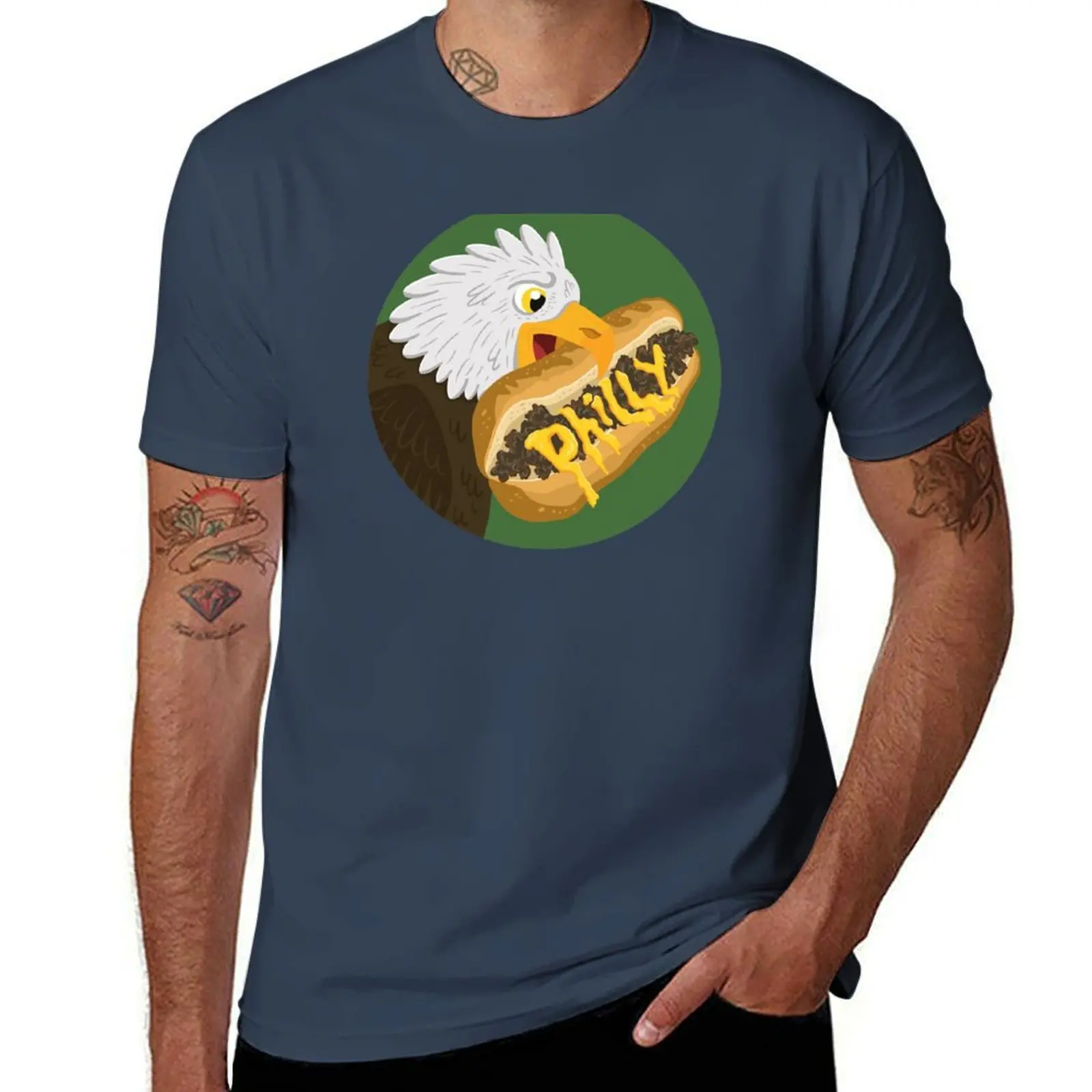 

Philly Cheesesteak Eagle T-Shirt Gym Exercise Short Sleeve T-Shirt