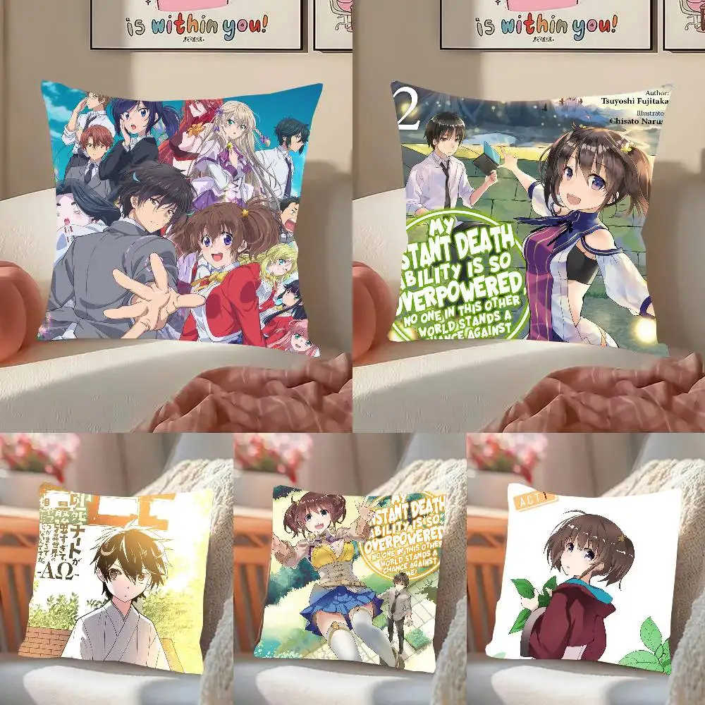 My Instant Death Ability Is Overpowered Anime Pillow Case Fashion Square Pillowcase Bedroom Sofa Room Ins Decoration Leisure