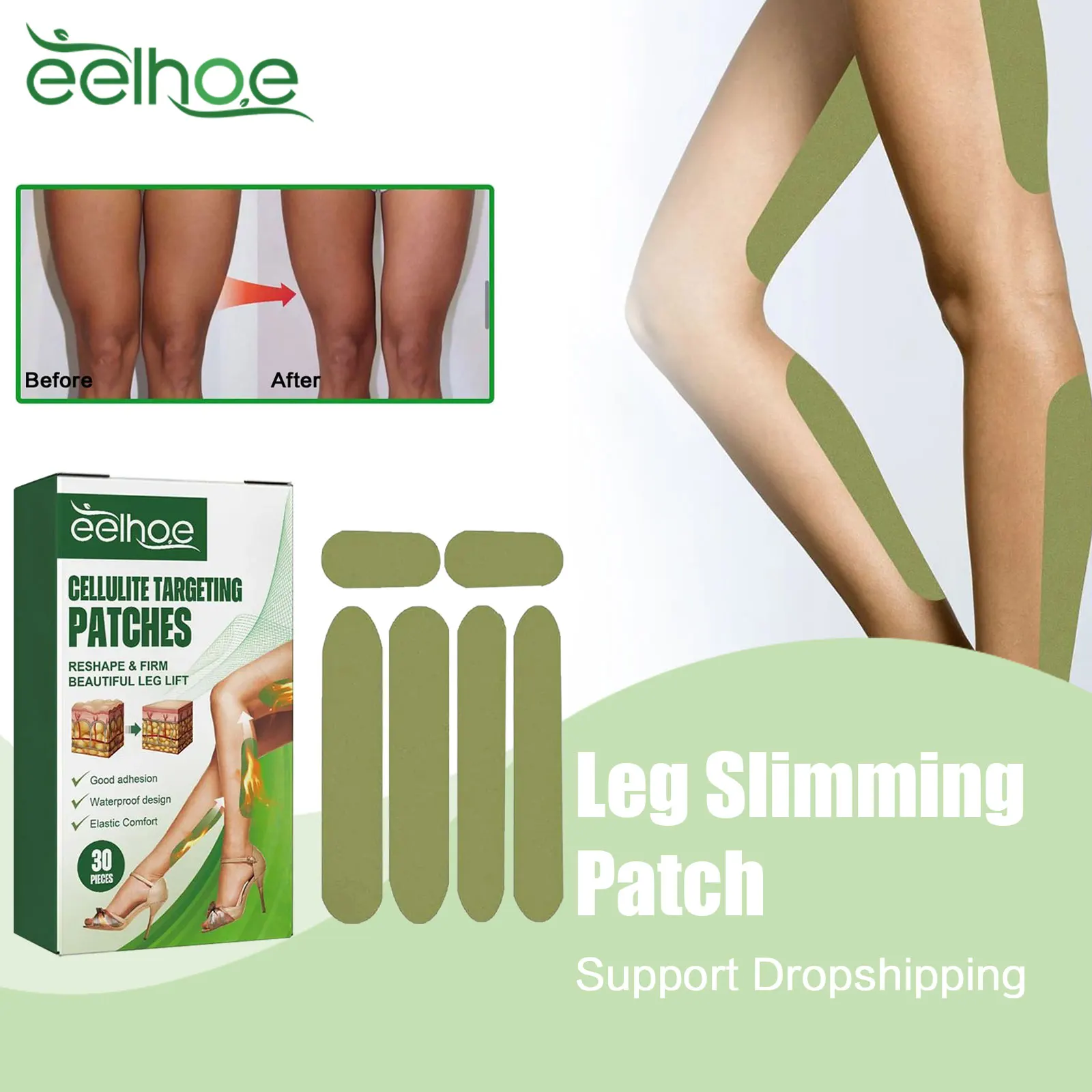 EELHOE Leg Slimming Patch Thigh Shaping Tighten Firming Muscle Anti Cellulite Promote Fat Burning Wormwood Leg Lifting Sticker