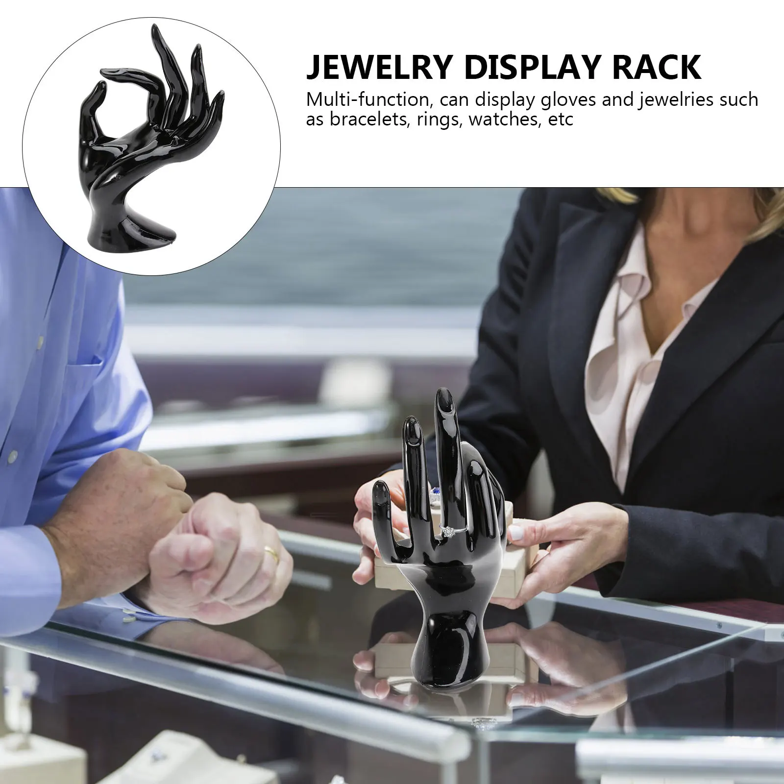 8x17cm Black Creative Ok Hand Shape Jewelry Display Rack Ring Holder Bracelet Display Organizer for Shop Home Jewelry Rack
