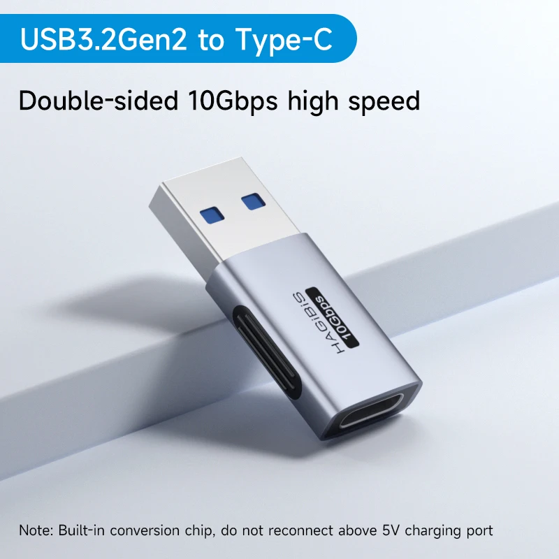 Hagibis USB-A-Stecker auf USB-C-Buchse, Adapter, 10 Gbit/s, Hochgeschwindigkeits-Datenübertragung, 60 W, Schnelllade-Konventer-Stecker für MacBook-Tablet