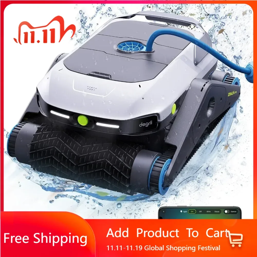 Cordless robot pool vacuum cleaner with intelligent navigation,wall and waterline cleaning,application control, 3.5-hour runtime