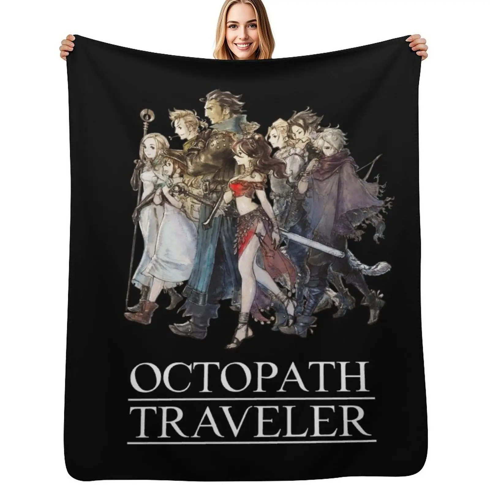 

Octopath Traveler - Travelers Logo [w/ White Text] Throw Blanket All Season Soft Lightweight Blanket for Home