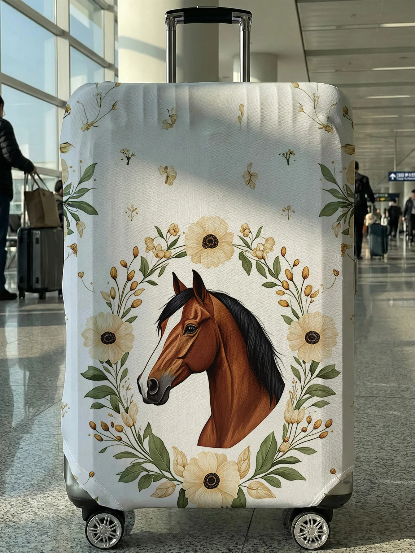 

Защитный чехол для багажа с цветочным узором и изображением коричневого коня, подходит для чемоданов 18-32 дюймов, чехлы для ручек багажа, аксессуары для путешествий.