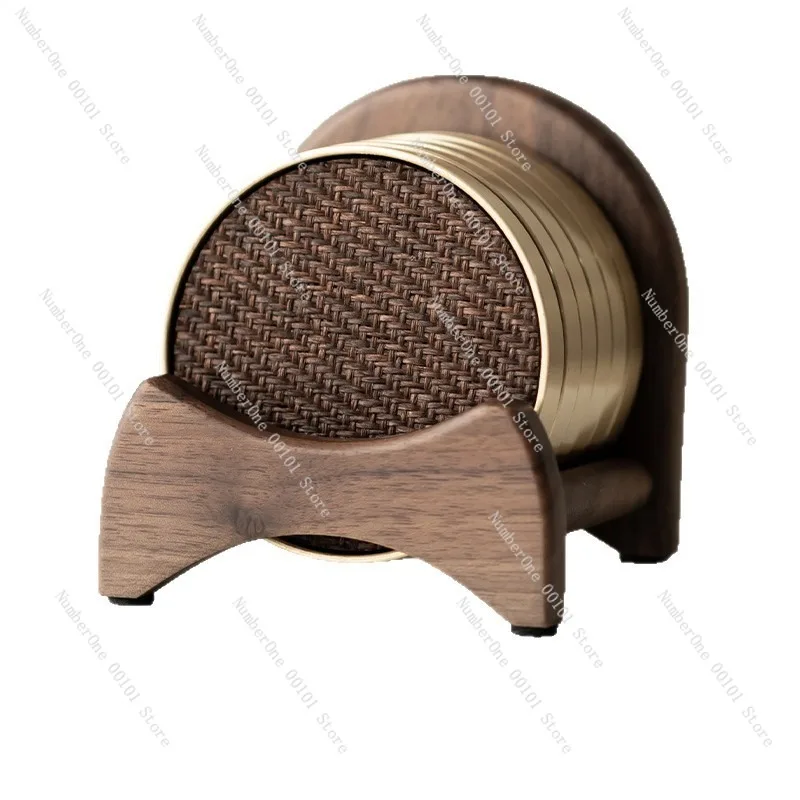 Elegant Walnut Wood Coaster Set Luxury Tea Cup Mat Heat Resistant Tea Saucer Pad Premium Drink Holder Insulation Table Protector