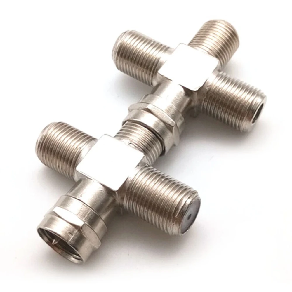 2PCS 4-Way F-Type Connector Splitter Imperial System F Female To Male Adapter for Cable TV Satellite RG6 Coaxial Cable Low Loss
