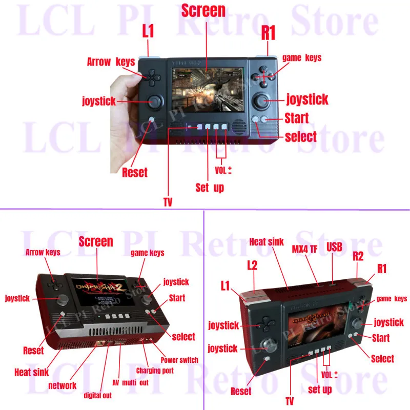 IPS Coleção portátil Arcade Player, nenhum simulador, Joystick duplo, modificado por P/S2 Motherboard, 5"