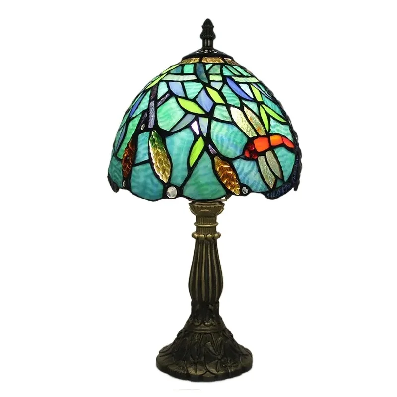 8-inch Retro High Quality Wisteria Tiffany Stained Glass Handcrafted Table Lamp Ears of Wheat Pattern Lampshade Desk Night Light