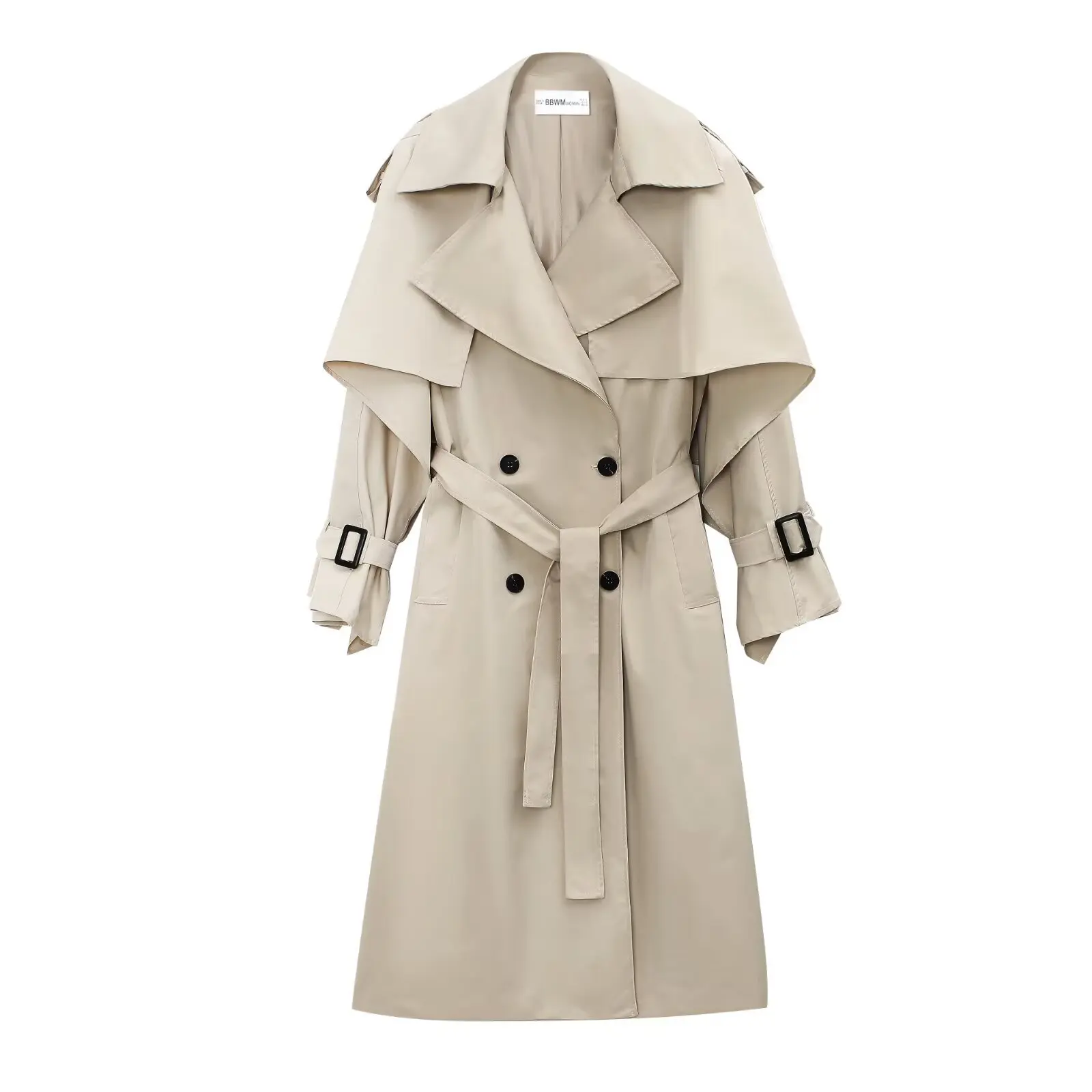 

Женский длинный плащ, двубортный, с поясом, приталенный, свободного кроя, ветрозащитный, уличный стиль, подходит для весны и осени.