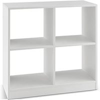 4 Cube bookcase, anti-tilt, wooden storage shelves, for bedroom, living room, study, 73 x 33 x 73 cm, white