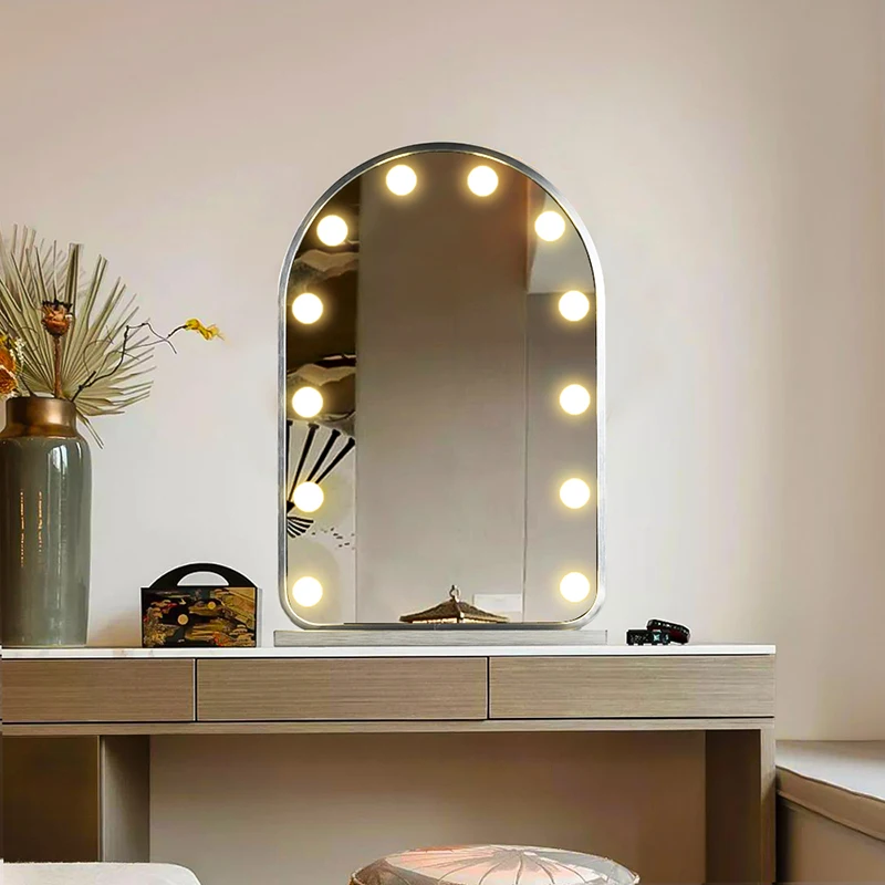 Touch Sensor Dimmable Switch Hollywood Vanity Mirror Stand Up Led Makeup Mirror With 12 Bulbs