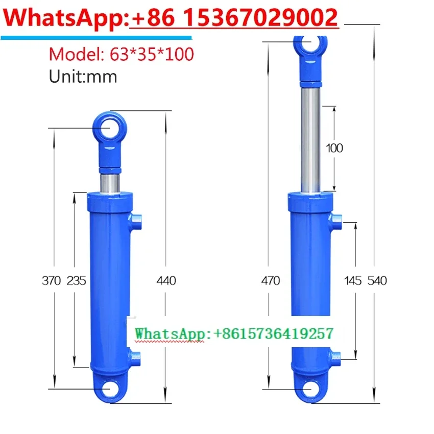 1PC 100/150/200mm Strokes Hydraulic Oil Cylinder Heavy Duty Bidirectional Lifting Small Wood Splitter 5 Ton Hydraulic Cylinder