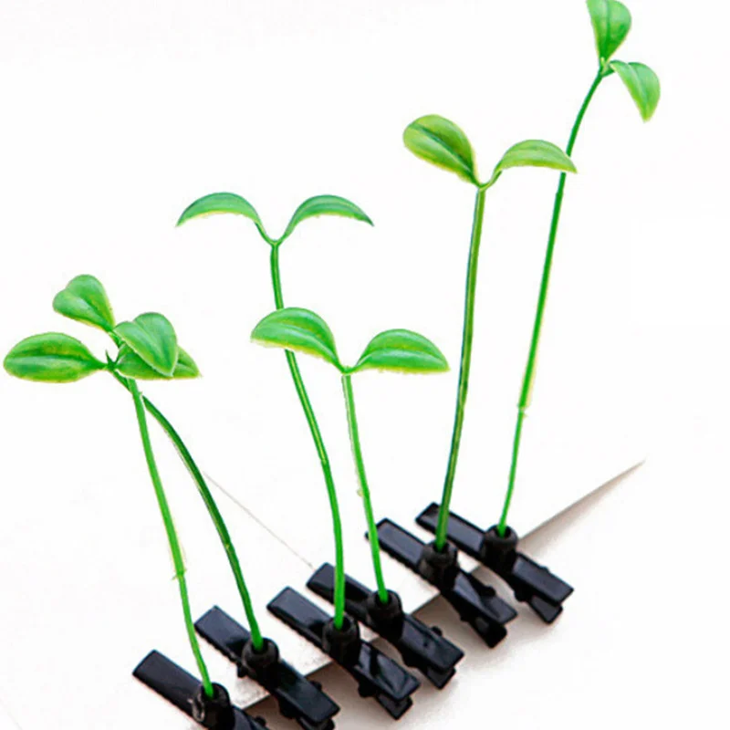 

50Pcs Hairpin Plastic Bean Sprouts Clips Halloween Hair Clips Kids Birthday Party Bulk Plant Bean Sprouts Grass Hairpin