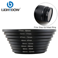 Lightdow Lens Filter Adapter Ring Step Up Metal Stepping Rings 49/52/55/58/62/67/72/77/82mm