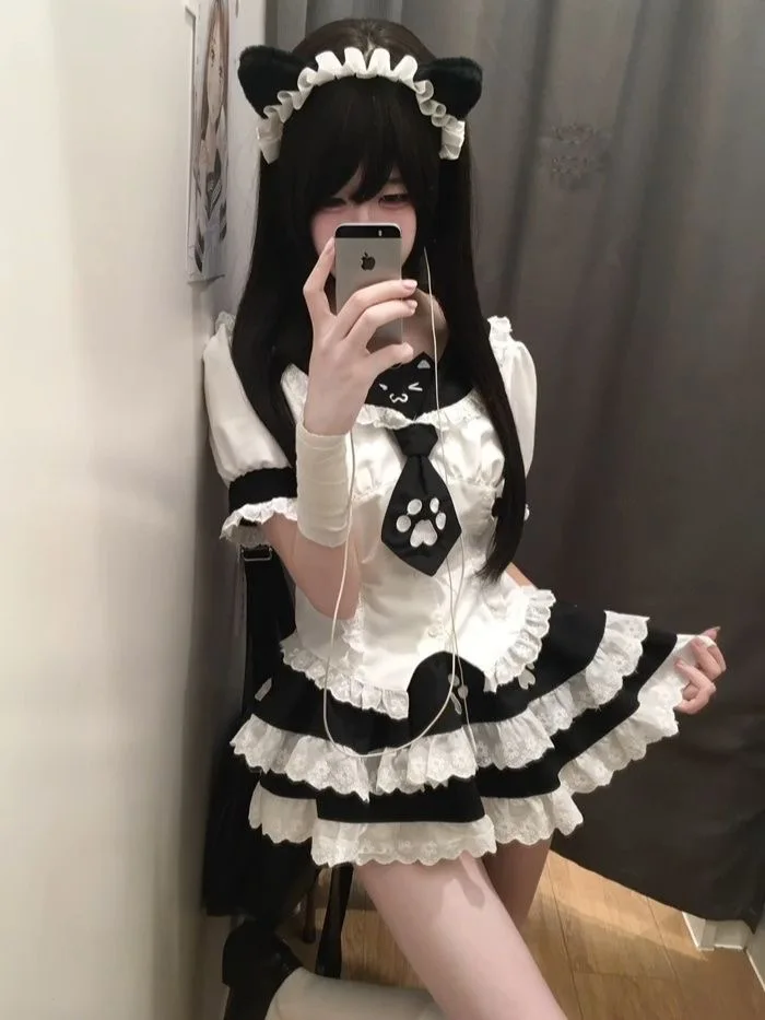 Zomer Nieuwe Bla Witte Kleur Colion Bubble Sve irt En Hoge Taille Gezwollen Rok Tweedelige Set College Sle orm JK...