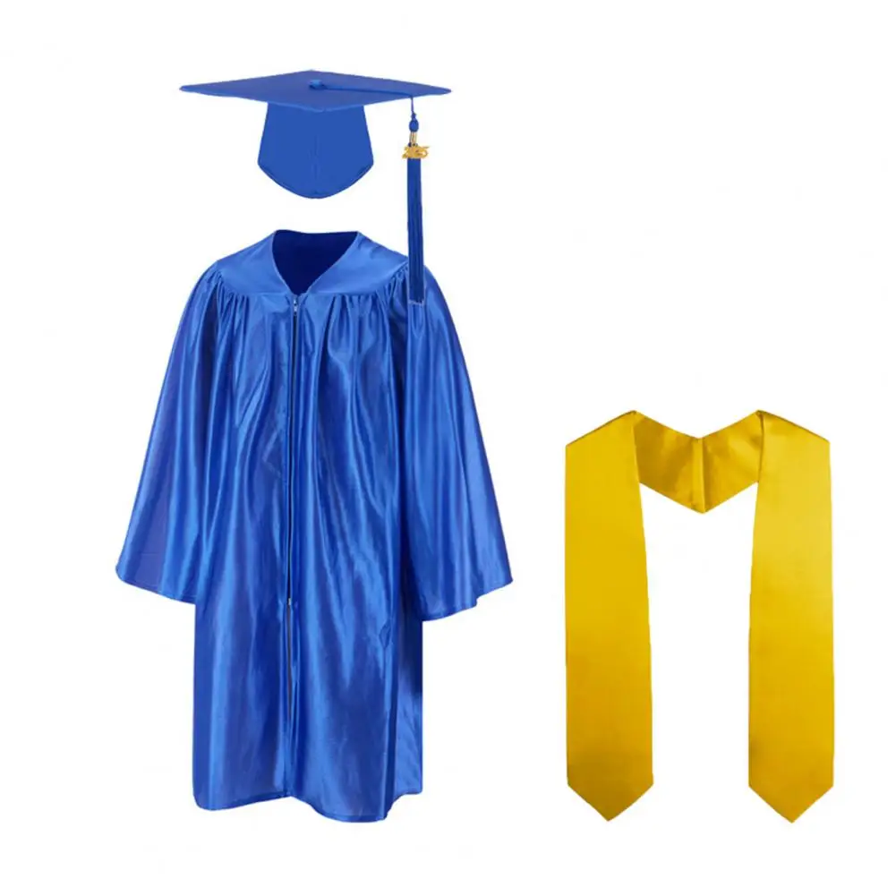 3 pçs/set crianças uniforme de formatura do jardim de infância com borla chapéu xale elementar formatura robe roupas de festa de formatura
