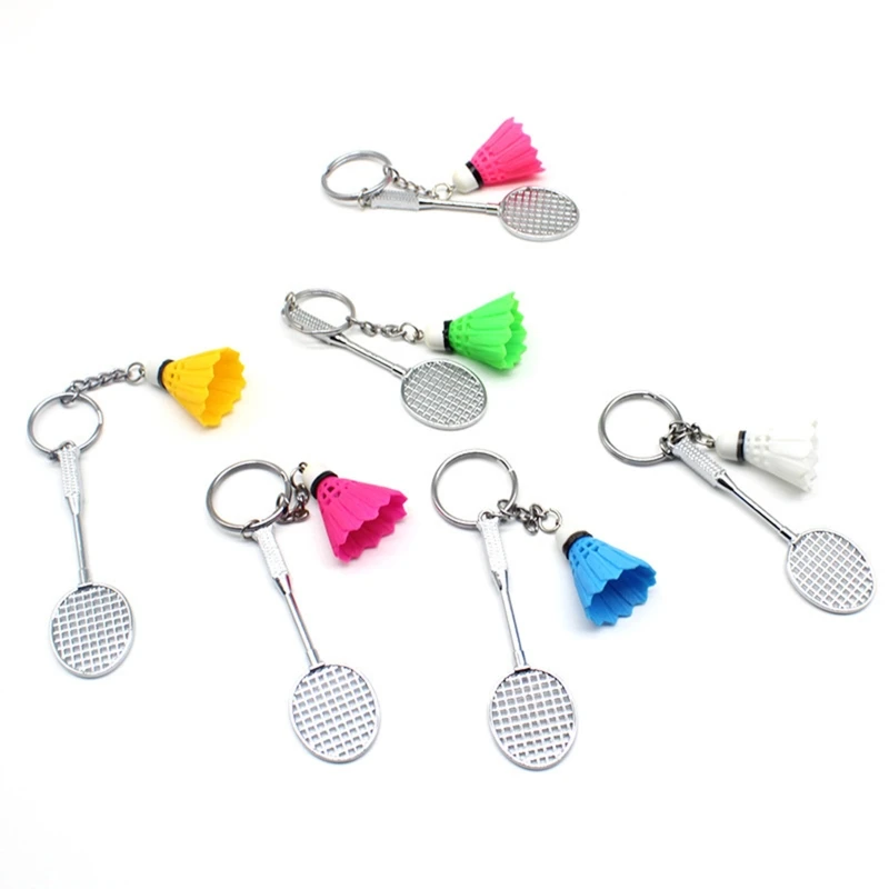 Keychain Mini Badminton Bat Pendant Keyring for Creative Metal Jewelry Keychain Badminton for Key Chain for Sports Clubs